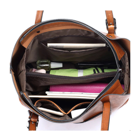 Large Capacity Leather Handbag