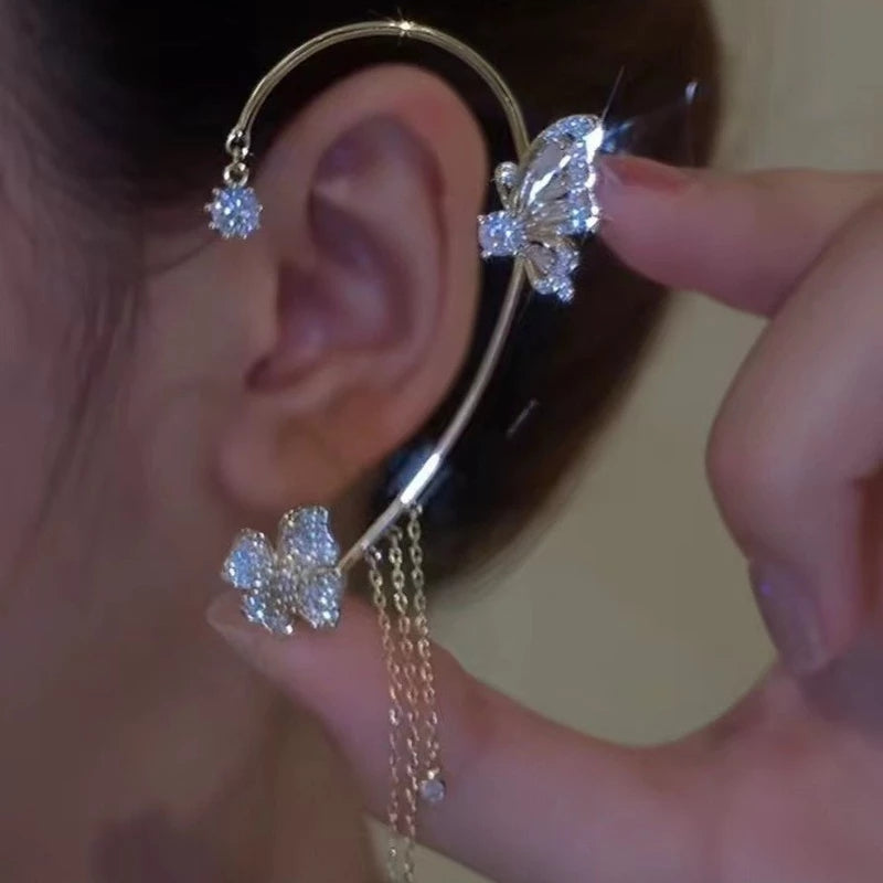 Zircon Flower Butterfly Ear Clip